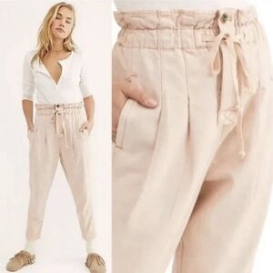 Free People Margate Pleated Stretch Trouser Pants – Misty Rose Light Pale Pink 🌸